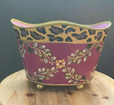 New MacKenzie-Childs Paradise Cachepot - Handpainted Iron Floral & Animal Print  • $84