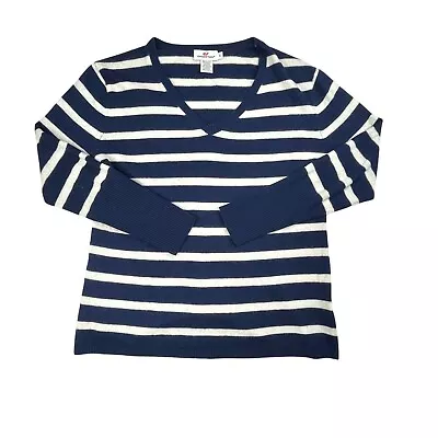 Vineyard Vines Pullover Sweater Womens Small Blue White Stripes Lambswool Angora • $11.99