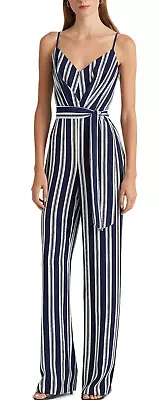 Lauren Ralph Lauren Striped Belted Jumpsuit Womens Jumpsuit UK Size 8 XS • £2.20