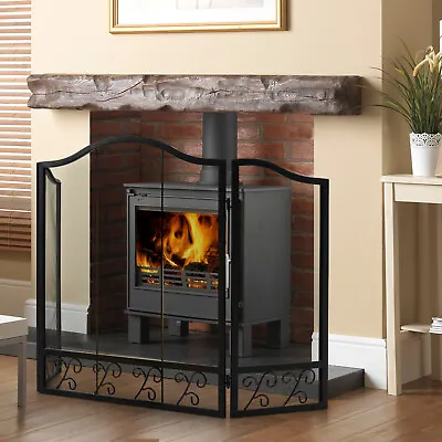 3-Panel Folding Fireplace Screen Decor For Protecting Babies & Pets From Fire • $59.99