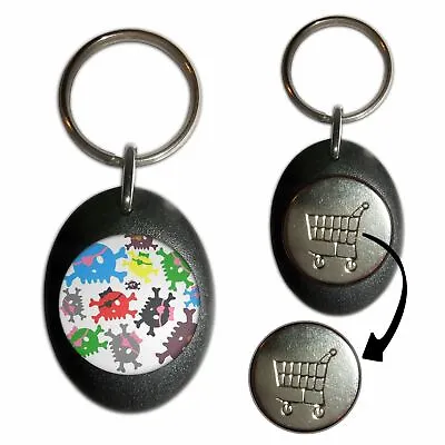 £4.49 • Buy Skull Bow Pattern 3 - Plastic Shopping Trolley Coin Key Ring Colour Choice New