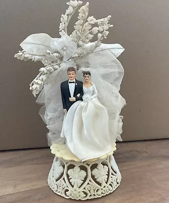 Vintage 1959 Coast Novelty Bride Groom Wedding Cake Topper Anniversary Flowers • $9.99