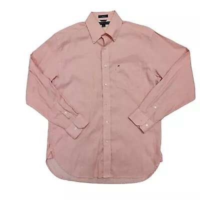 $13.99 • Buy Vtg TOMMY HILFIGER Orange Chambray Long Sleeve Button Down 2 Ply Fabric Mens M