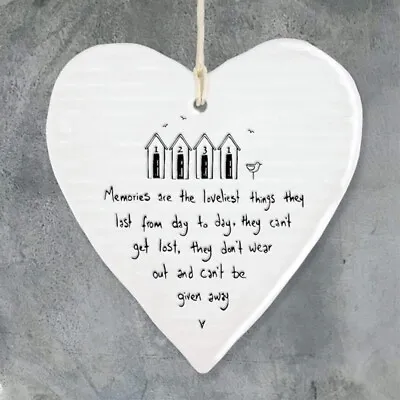 East Of India Hanging Heart Gift Memories Are The Loveliest Things • £5.95