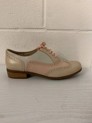 £32.99 • Buy Clarks Hamble Oak Brogues Size 5.5 D Beige & Pink Leather Lace Up Shoes EU 38.5 
