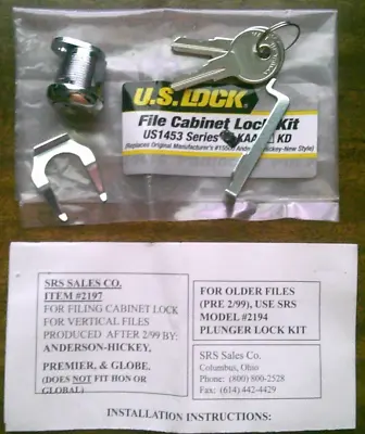 Anderson Hickey Premier & Globe File Cabinet Lock Kit  After 2/99 • $9.99