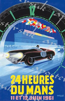 1961 Le Mans 24 Hour Race Poster A3/A4 Print • £5.38