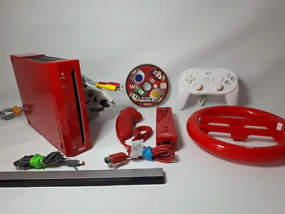 Nintendo Wii Red Console Bundle W/ New Super Mario Bros - Very Good Cond AUS • $179.50