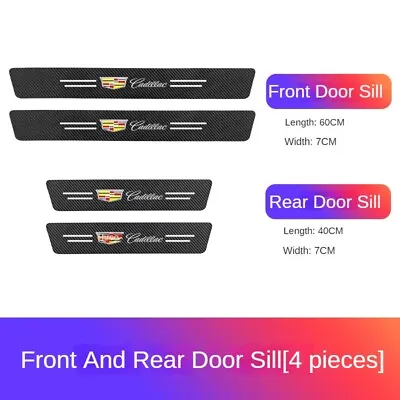 Car Door Sill Protective Sticker Carbon Fiber Anti Stepping Scratch For Cadillac • $9.99