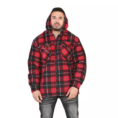 Mens Padded Shirt Fur Lined Lumberjack Flannel Work Jacket Warm Thick Casual Top • $26.13