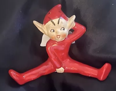 Vintage Ceramic Red Pixie Elf Figurine With Wings Made In Japan • $99.95