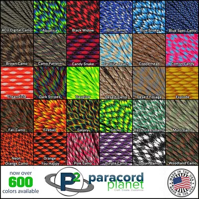 Paracord 550 Mil Spec Type III 7 Strand Parachute Cord 10ft 25ft 50ft 100ft • $6.99