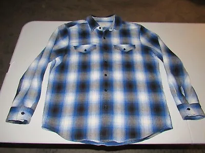 American Eagle Mens Blue Black White Plaid Button Up Heavy Flannel Shirt Size Xl • $5.99