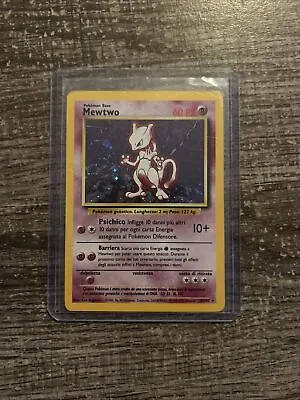 Mewtwo 10/102 Pokemon TCG Base Set Holo Vintage 1999 Italian Swirl • $55