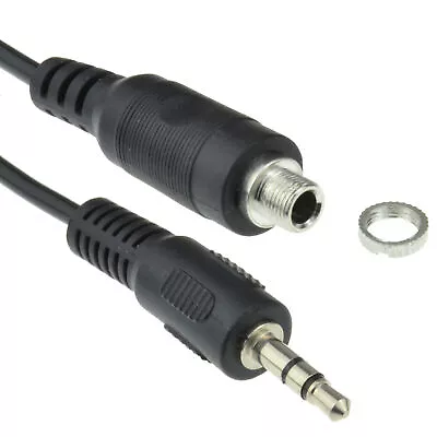 3.5mm Stereo Panel Mount Socket To 3.5mm Jack Plug Cable Lead 1m [007404] • £2.87