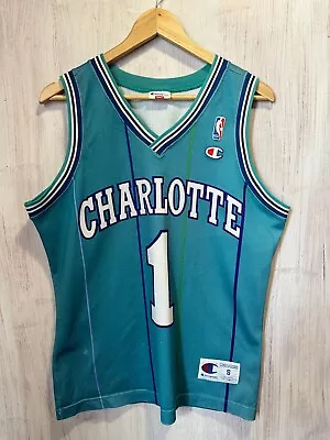 Charlotte Hornets  #1 Muggsy Bogues Size S Champion Basketball Shirt Jersey Kit • $99.95