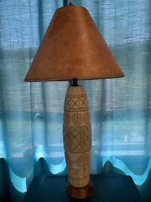 Vtg Italian Mid Century Modern MCM Southwest Leaf Geometric Design Table Lamp • $113.60