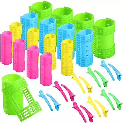 65 Pieces Magnetic Rollers Plastic Rollers Hair Curlers Set 4 Sizes For Long Med • $29.98