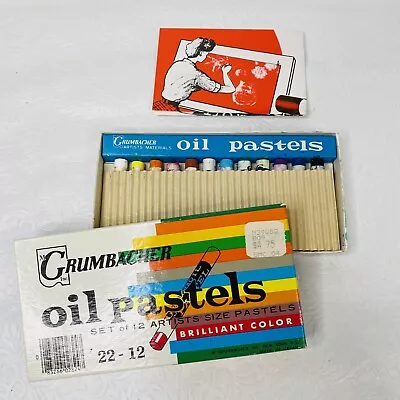 Vtg Grumbacher Oil Pastels Artists Size 22-12 Set Of 12 Brilliant Box Paperwork • $27.76