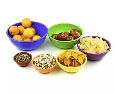 Nested Melamine 6 Pcs. Mixing Bowls Salad Bowl Set - Bright Color Coded • $19.95