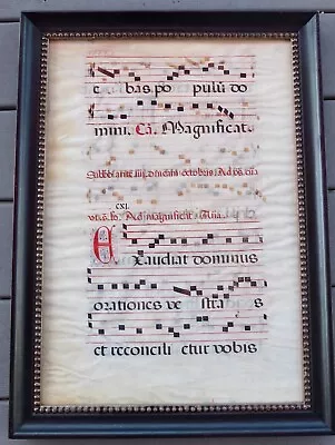 Antique Antiphonal Antiphonary Latin Religious Double Sided Vellum Music Sheet • $42