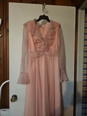 Vintage Miss Elliette Pink Ruffled Long Gown • $15