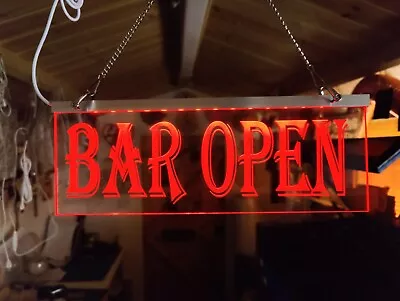 Led Bar Sign - Light Up Bar Open Neon Mancave Garden Bar • £21.99