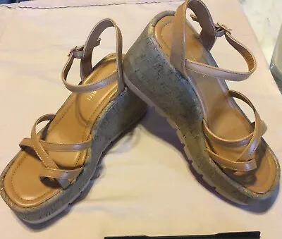 Madden Girl Wedge Strappy Sandal Womens Vault C  - Tan Paris NEW IN BOX • $30