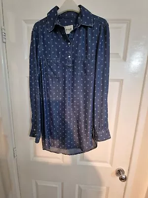 Marks And Spencer Ladies Indigo Collection Long Line Top Size 8 Used Good Cond • £6