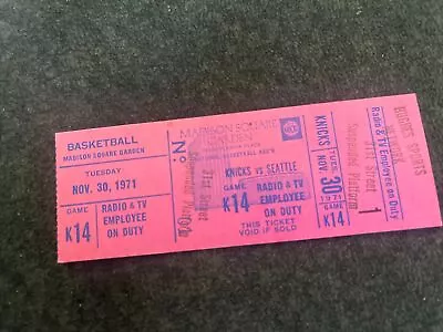 1971 New York Knicks Seattle Supersonics Media Press Pass Ticket MSG UNCUT! • $49.95