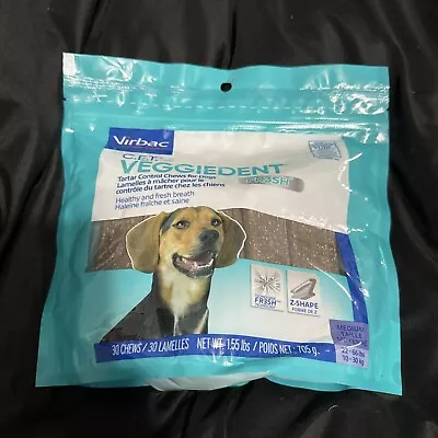 Virbac C.E.T. VeggieDent Tartar Control Chews Medium Dogs-Total 30 Chews • $21.99