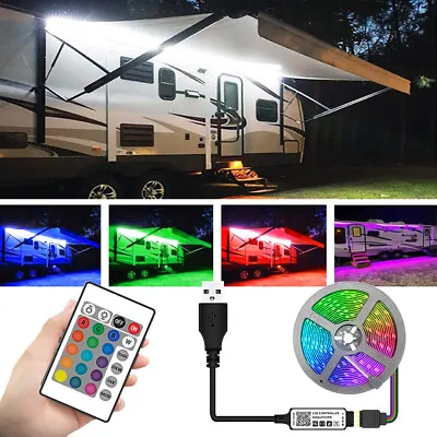 $27.99 • Buy RGB 5V LED Awning Strip Light Exterior Camping RV Caravan Boat Roof Wall Lamp 5M