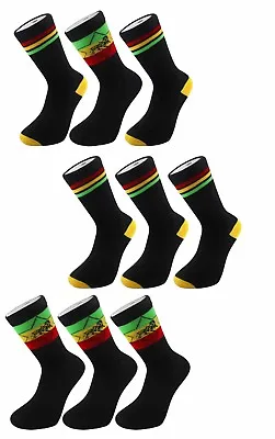 £4.50 • Buy 3 Pair Pack Rasta Stripe Lion Of Judah Cotton Blend Crew Socks One Size UK 6-11