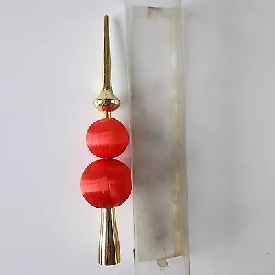 VTG Christmas Tree Topper MCM Red Satin Silk Thread Balls Gold Point Slim Retro • $14.56