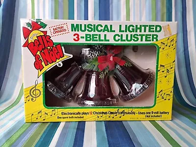 Vintage 1980 Carolites Bells Of Noel Musical Lighted 3-Bell Cluster Christmas • $74.55