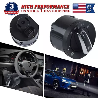 Auto Chrome Headlight Fog Lamp Switch Control  Knob For VW Golf Jetta Passat B6 • $11.84