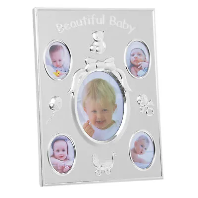 Silver Beautiful Baby Multi Photo Frame - Holds 5 Pictures - New Baby Gift • $15.60