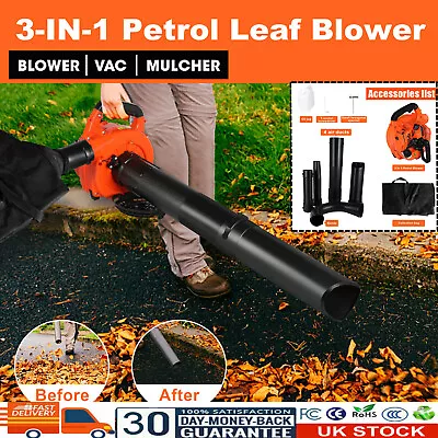 £102.99 • Buy 3IN1 Petrol Leaf Blower Vacuum Mulcher Garden Powerful 2Stroke Air Cooled Engine