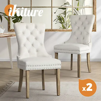 $249.90 • Buy Oikiture 2x Velvet Dining Chairs Upholstered French Provincial Tufted Beige