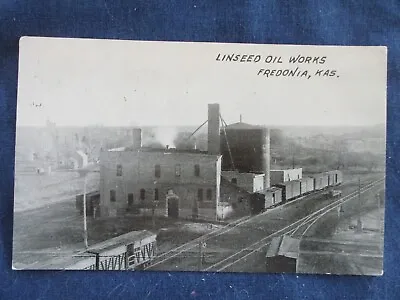 $7.50 • Buy 1910 Fredonia Kansas Linseed Oil Factory &Train Cars Postcard