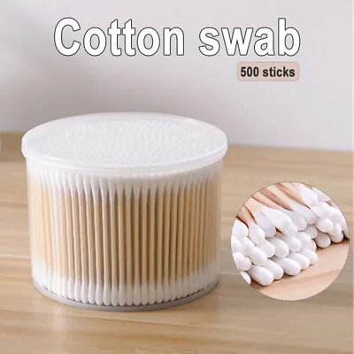 500 PCS Wooden Cotton Swabs With Box Q-Tip Disposable Cotton Sticks Makeup Tool • $11.97