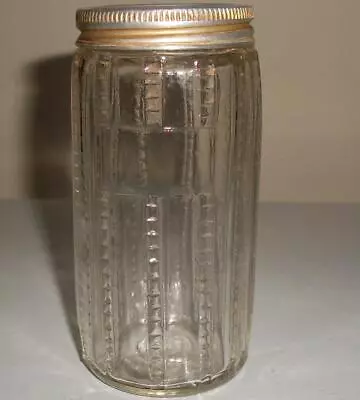 Vintage Zipper Pattern Glass Hoosier Cabinet Storage / Spice Jar • $3.99