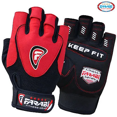 £7.99 • Buy Farabi Weight Lifting Gloves Gym Training Workout Body Building Leather Red
