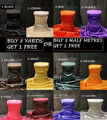 £3.75 • Buy Polyester Satin Plain Shiny Silky Dress-making Craft Decoration Fabric 55' Wide