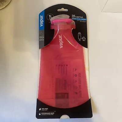 Vapur The Anti-bottle 1L 34oz Hot Pink Stands Freezes Folds Taste FREE Clip Inc • $18.97