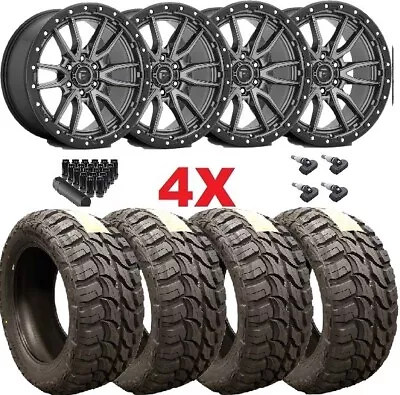 Fuel Rebel 6 D680 Black Rims Tires 35125020 Fits Chevy Sierra Silverado Ram 1500 • $3095