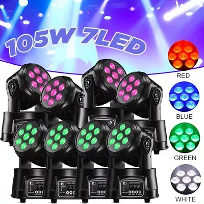 105W 7LED Moving Head Stage Lighting RGBW Beam 9/14CH DMX Mini Light DJ Disco US • $62.39