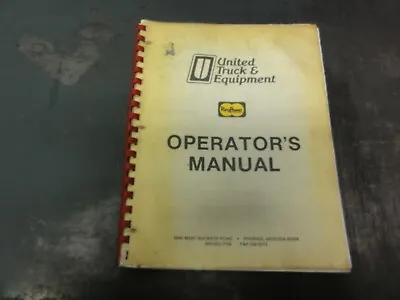 $35 • Buy United Truck & Equipment Water Truck Spray System Operator's Manual