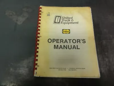 $35 • Buy United Truck & Equipment Water Truck Spray System Operator's Manual