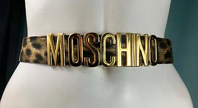 Vintage 90s Moschino Redwall Spellout Letters Belt Leopard Print • $199.99